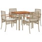 vidaXL 5-tlg. Garten-Essgruppe mit Kissen Beige Poly Rattan vidaXL 5-tlg. Garten-Essgruppe mit Kissen Beige Poly Rattan