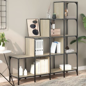 vidaXL Bücherregal Sonoma-Eiche 122x30x132 cm Holzwerkstoff und Metall