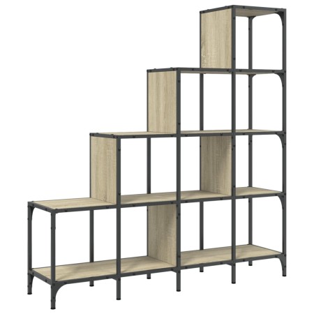vidaXL Bücherregal Sonoma-Eiche 122x30x132 cm Holzwerkstoff und Metall