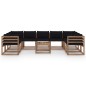 10-tlg. Garten-Lounge-Set mit Kissen in Schwarz 10-tlg. Garten-Lounge-Set mit Kissen in Schwarz