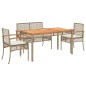 vidaXL 4-tlg. Garten-Essgruppe mit Kissen Beige Poly Rattan vidaXL 4-tlg. Garten-Essgruppe mit Kissen Beige Poly Rattan