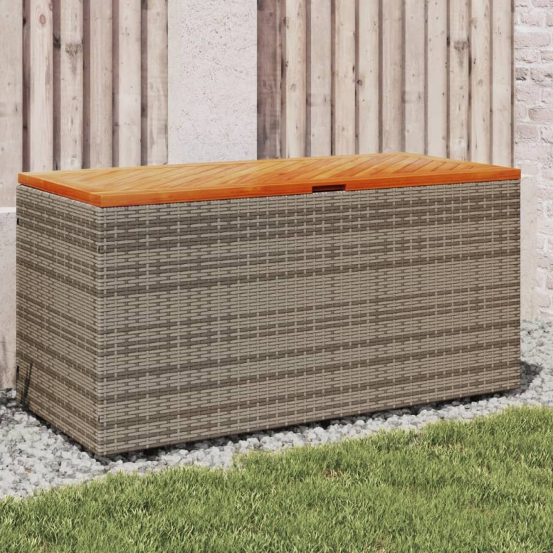 vidaXL Gartentruhe Grau 110x50x54 cm Poly Rattan Akazienholz vidaXL Gartentruhe Grau 110x50x54 cm Poly Rattan Akazienholz