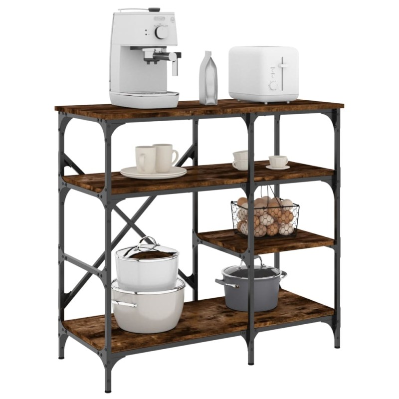 vidaXL Bäckerregal Räuchereiche 90x40x84 cm Holzwerkstoff und Metall vidaXL Bäckerregal Räuchereiche 90x40x84 cm Holzwerkstoff und Metall
