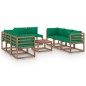 9-tlg. Garten-Lounge-Set mit Kissen Grün 9-tlg. Garten-Lounge-Set mit Kissen Grün