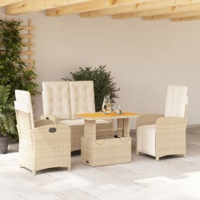 vidaXL 4-tlg. Garten-Essgruppe mit Kissen Beige Poly Rattan
