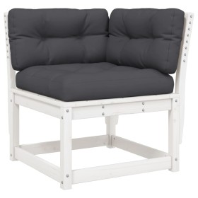 vidaXL Garten-Ecksofa mit Kissen Weiß 73x73x78 cm Massivholz Kiefer