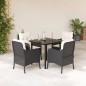 vidaXL 5-tlg. Garten-Essgruppe mit Kissen Schwarz Poly Rattan vidaXL 5-tlg. Garten-Essgruppe mit Kissen Schwarz Poly Rattan