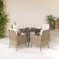 vidaXL 5-tlg. Garten-Essgruppe mit Kissen Beige Poly Rattan vidaXL 5-tlg. Garten-Essgruppe mit Kissen Beige Poly Rattan