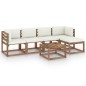 6-tlg. Garten-Lounge-Set mit Creme Kissen 6-tlg. Garten-Lounge-Set mit Creme Kissen