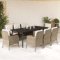vidaXL 9-tlg. Garten-Essgruppe mit Kissen Beige Poly Rattan vidaXL 9-tlg. Garten-Essgruppe mit Kissen Beige Poly Rattan