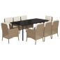 vidaXL 9-tlg. Garten-Essgruppe mit Kissen Beige Poly Rattan vidaXL 9-tlg. Garten-Essgruppe mit Kissen Beige Poly Rattan