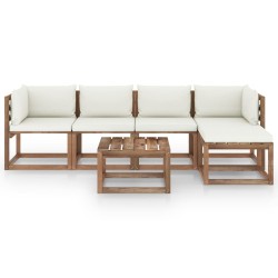 6-tlg. Garten-Lounge-Set mit Creme Kissen