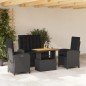 vidaXL 4-tlg. Garten-Essgruppe mit Kissen Schwarz Poly Rattan vidaXL 4-tlg. Garten-Essgruppe mit Kissen Schwarz Poly Rattan