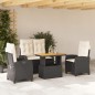 vidaXL 4-tlg. Garten-Essgruppe mit Kissen Schwarz Poly Rattan vidaXL 4-tlg. Garten-Essgruppe mit Kissen Schwarz Poly Rattan