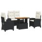 vidaXL 4-tlg. Garten-Essgruppe mit Kissen Schwarz Poly Rattan vidaXL 4-tlg. Garten-Essgruppe mit Kissen Schwarz Poly Rattan