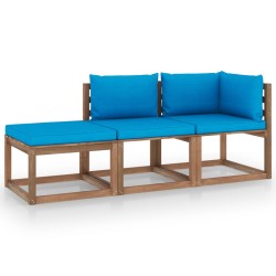 vidaXL 3-tlg. Garten-Lounge-Set aus Paletten mit Kissen Kiefernholz