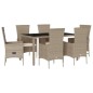 vidaXL 7-tlg. Garten-Essgruppe mit Kissen Beige Poly Rattan vidaXL 7-tlg. Garten-Essgruppe mit Kissen Beige Poly Rattan