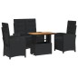 vidaXL 4-tlg. Garten-Essgruppe mit Kissen Schwarz Poly Rattan vidaXL 4-tlg. Garten-Essgruppe mit Kissen Schwarz Poly Rattan