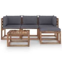 5-tlg. Garten-Lounge-Set mit Anthrazit Kissen
