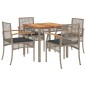vidaXL 5-tlg. Garten-Essgruppe mit Kissen Grau Poly Rattan vidaXL 5-tlg. Garten-Essgruppe mit Kissen Grau Poly Rattan