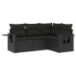 vidaXL 4-tlg. Garten-Sofagarnitur mit Kissen Schwarz Poly Rattan vidaXL 4-tlg. Garten-Sofagarnitur mit Kissen Schwarz Poly Rattan