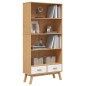vidaXL Bücherregal OLDEN 4 Fächer Weiß und Braun Massivholz Kiefer vidaXL Bücherregal OLDEN 4 Fächer Weiß und Braun Massivholz Kiefer