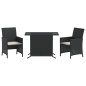 vidaXL 3-tlg. Bistro-Set mit Kissen Schwarz Poly Rattan vidaXL 3-tlg. Bistro-Set mit Kissen Schwarz Poly Rattan