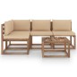 5-tlg. Garten-Lounge-Set mit Beige Kissen 5-tlg. Garten-Lounge-Set mit Beige Kissen