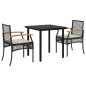 vidaXL 3-tlg. Garten-Essgruppe mit Kissen Schwarz Poly Rattan vidaXL 3-tlg. Garten-Essgruppe mit Kissen Schwarz Poly Rattan
