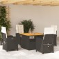 vidaXL 5-tlg. Garten-Essgruppe mit Kissen Schwarz Poly Rattan vidaXL 5-tlg. Garten-Essgruppe mit Kissen Schwarz Poly Rattan