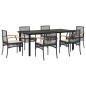 vidaXL 7-tlg. Garten-Essgruppe mit Kissen Schwarz Poly Rattan vidaXL 7-tlg. Garten-Essgruppe mit Kissen Schwarz Poly Rattan