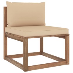 Outdoor-Mittelsofa Paletten mit Kissen in Beige