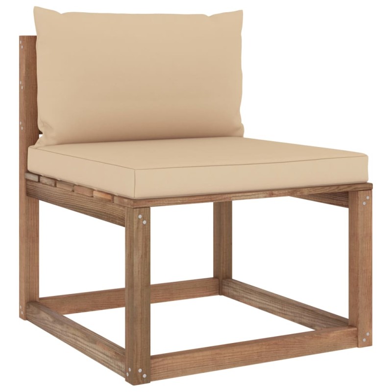 Outdoor-Mittelsofa Paletten mit Kissen in Beige Outdoor-Mittelsofa Paletten mit Kissen in Beige