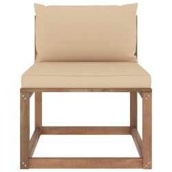 Outdoor-Mittelsofa Paletten mit Kissen in Beige