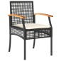 vidaXL 7-tlg. Garten-Essgruppe mit Kissen Schwarz Poly Rattan vidaXL 7-tlg. Garten-Essgruppe mit Kissen Schwarz Poly Rattan