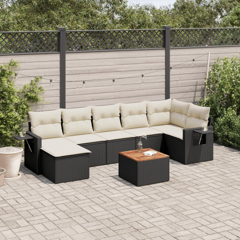 vidaXL 8-tlg. Garten-Sofagarnitur mit Kissen Schwarz Poly Rattan vidaXL 8-tlg. Garten-Sofagarnitur mit Kissen Schwarz Poly Rattan
