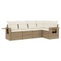 vidaXL 5-tlg. Garten-Sofagarnitur mit Kissen Beige Poly Rattan vidaXL 5-tlg. Garten-Sofagarnitur mit Kissen Beige Poly Rattan
