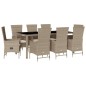 vidaXL 9-tlg. Garten-Essgruppe mit Kissen Beige Poly Rattan vidaXL 9-tlg. Garten-Essgruppe mit Kissen Beige Poly Rattan
