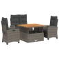 vidaXL 4-tlg. Garten-Essgruppe mit Kissen Grau Poly Rattan vidaXL 4-tlg. Garten-Essgruppe mit Kissen Grau Poly Rattan