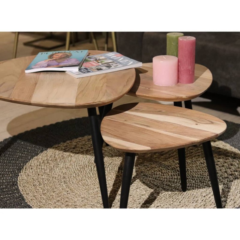 HSM Collection 3-tlg. Couchtisch-Set Acacia HSM Collection 3-tlg. Couchtisch-Set Acacia