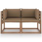 Garten-Palettensofa 2-Sitzer mit Kissen in Taupe Kiefernholz
