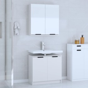 vidaXL 2-tlg. Badmöbel-Set Weiß Holzwerkstoff