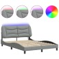 vidaXL Bettgestell mit LED Hellgrau 140x190 cm Stoff vidaXL Bettgestell mit LED Hellgrau 140x190 cm Stoff