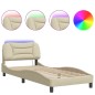 vidaXL Bettgestell mit LED Creme 90x200 cm Stoff vidaXL Bettgestell mit LED Creme 90x200 cm Stoff
