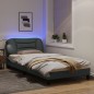 vidaXL Bettgestell mit LED Hellgrau 100x200 cm Stoff vidaXL Bettgestell mit LED Hellgrau 100x200 cm Stoff