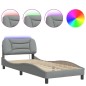 vidaXL Bettgestell mit LED Hellgrau 90x200 cm Stoff vidaXL Bettgestell mit LED Hellgrau 90x200 cm Stoff