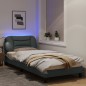 vidaXL Bettgestell mit LED Hellgrau 90x200 cm Stoff vidaXL Bettgestell mit LED Hellgrau 90x200 cm Stoff