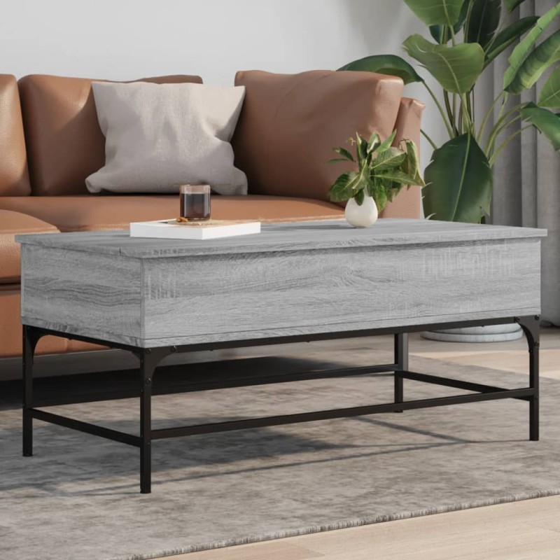 vidaXL Couchtisch Grau Sonoma 100x50x45 cm Holzwerkstoff und Metall vidaXL Couchtisch Grau Sonoma 100x50x45 cm Holzwerkstoff und Metall