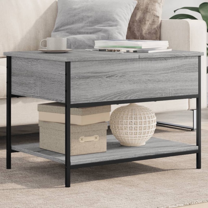 vidaXL Couchtisch Grau Sonoma 70x50x50 cm Holzwerkstoff und Metall vidaXL Couchtisch Grau Sonoma 70x50x50 cm Holzwerkstoff und Metall