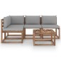5-tlg. Garten-Lounge-Set mit Grauen Kissen 5-tlg. Garten-Lounge-Set mit Grauen Kissen